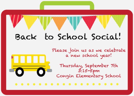 Back to School Social Invitation PDF File