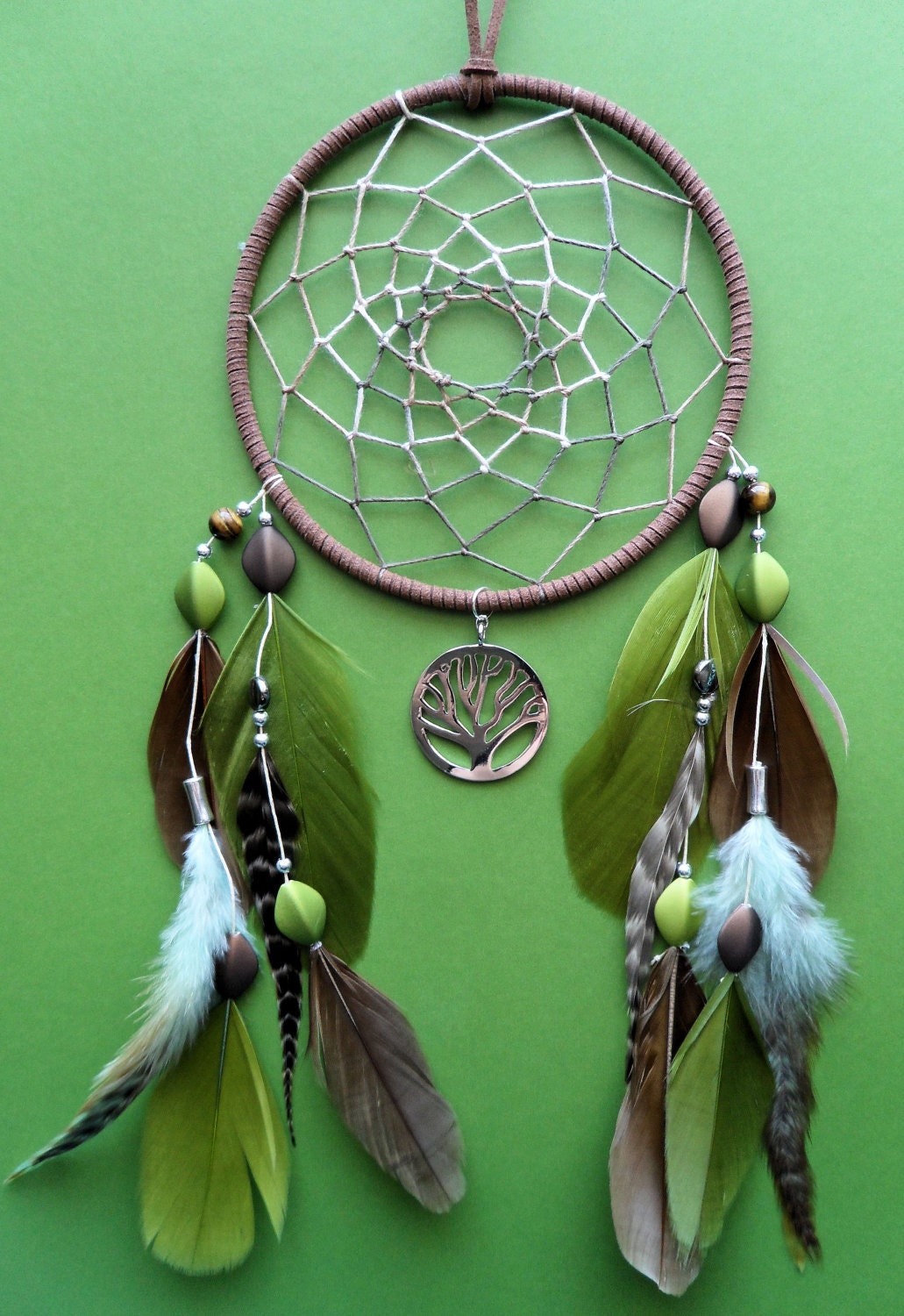 Dream Catcher Tree of Life Green and Brown Woodland