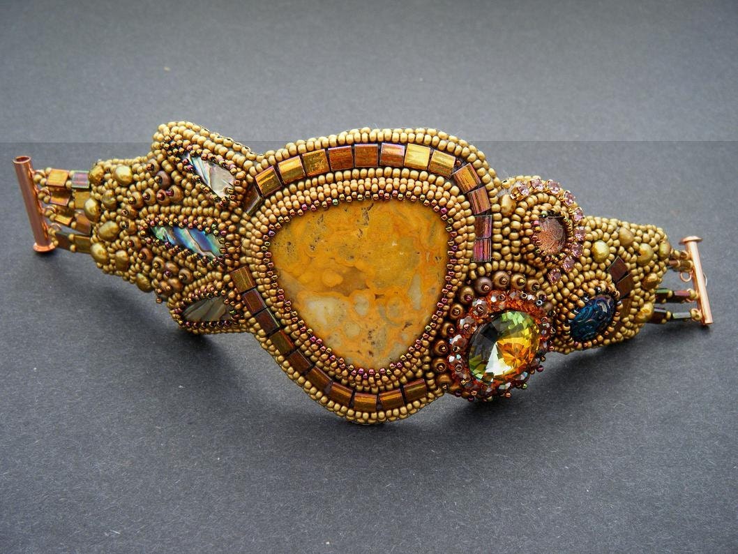 Golden Age Bead Embroidery Bracelet