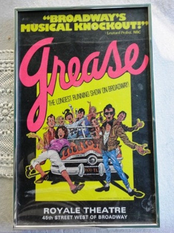 vintage 1977 GREASE show poster broadway by MyVintageOddsAndEnds