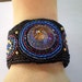 Bead Embroidery Bracelet Black Blue Gold Vibrant colors Seed bead bracelet