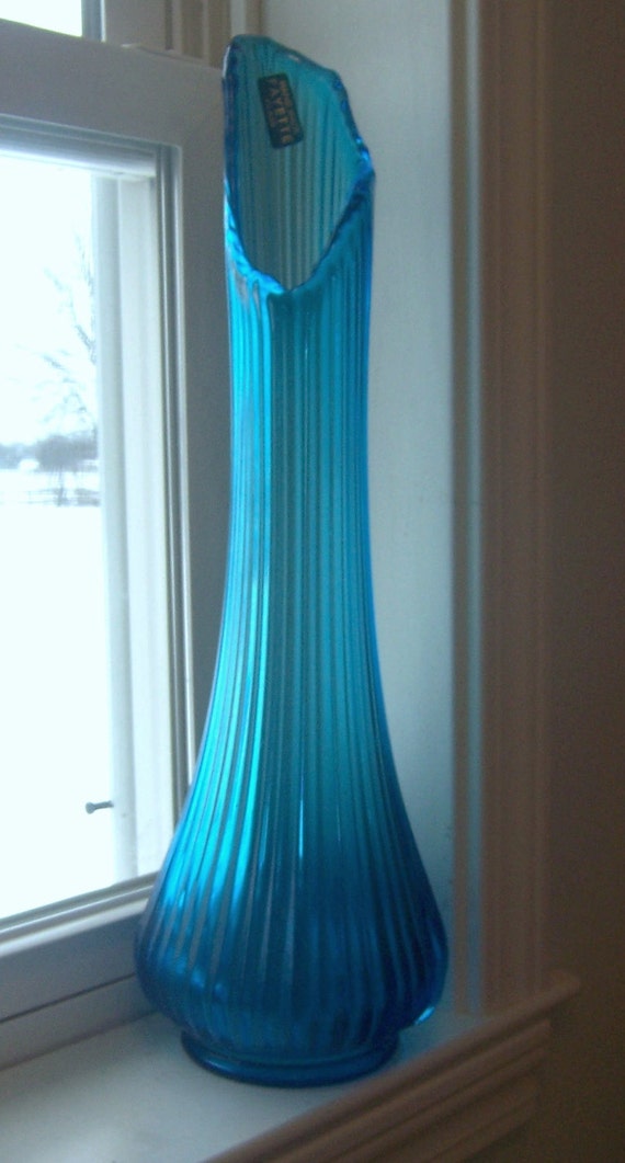 Brilliant deep blue sea blue glass vase by Fayette