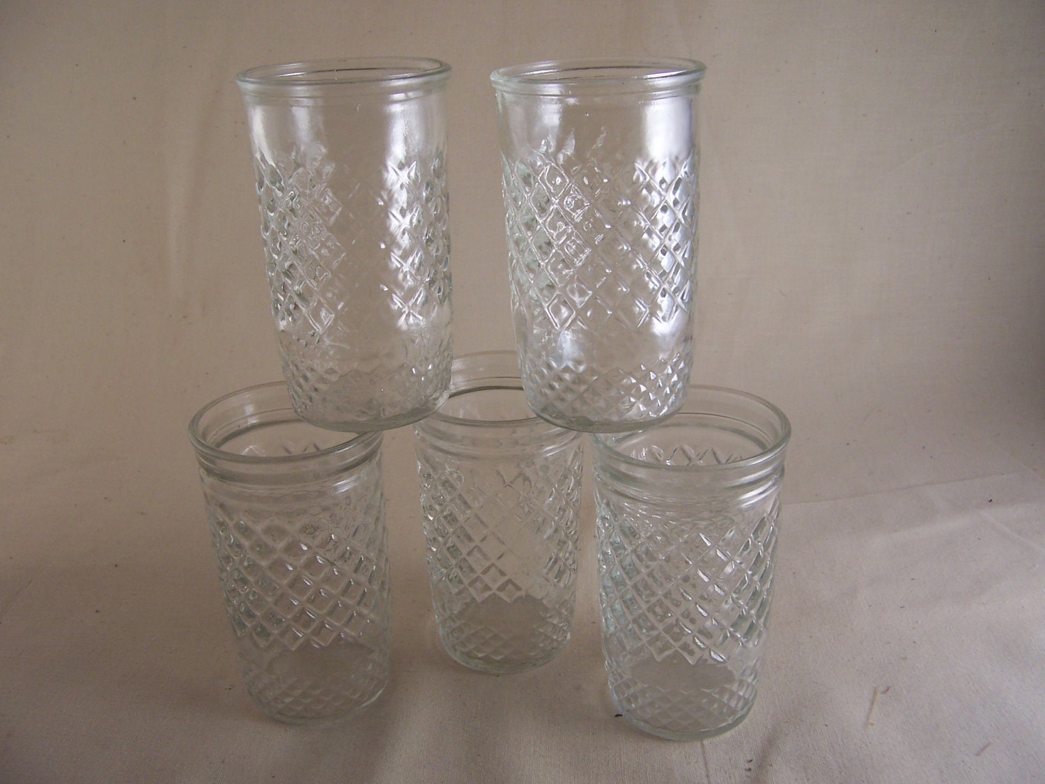 Vintage Jelly Jar Or Kitsch Drinking Glass Collection Retro