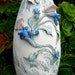 Butterfly Nouveau - Polymer Clay Glass Vase, Vessel, Sculpture, Art, OOAK, Butterflies, Purple, Flowers, Blue, Orange, Leaves, Green, Beige