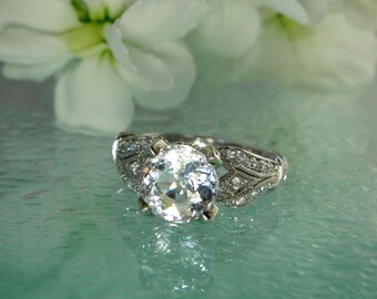 Herkimer Diamond Sterling Silver and White Topaz Ring