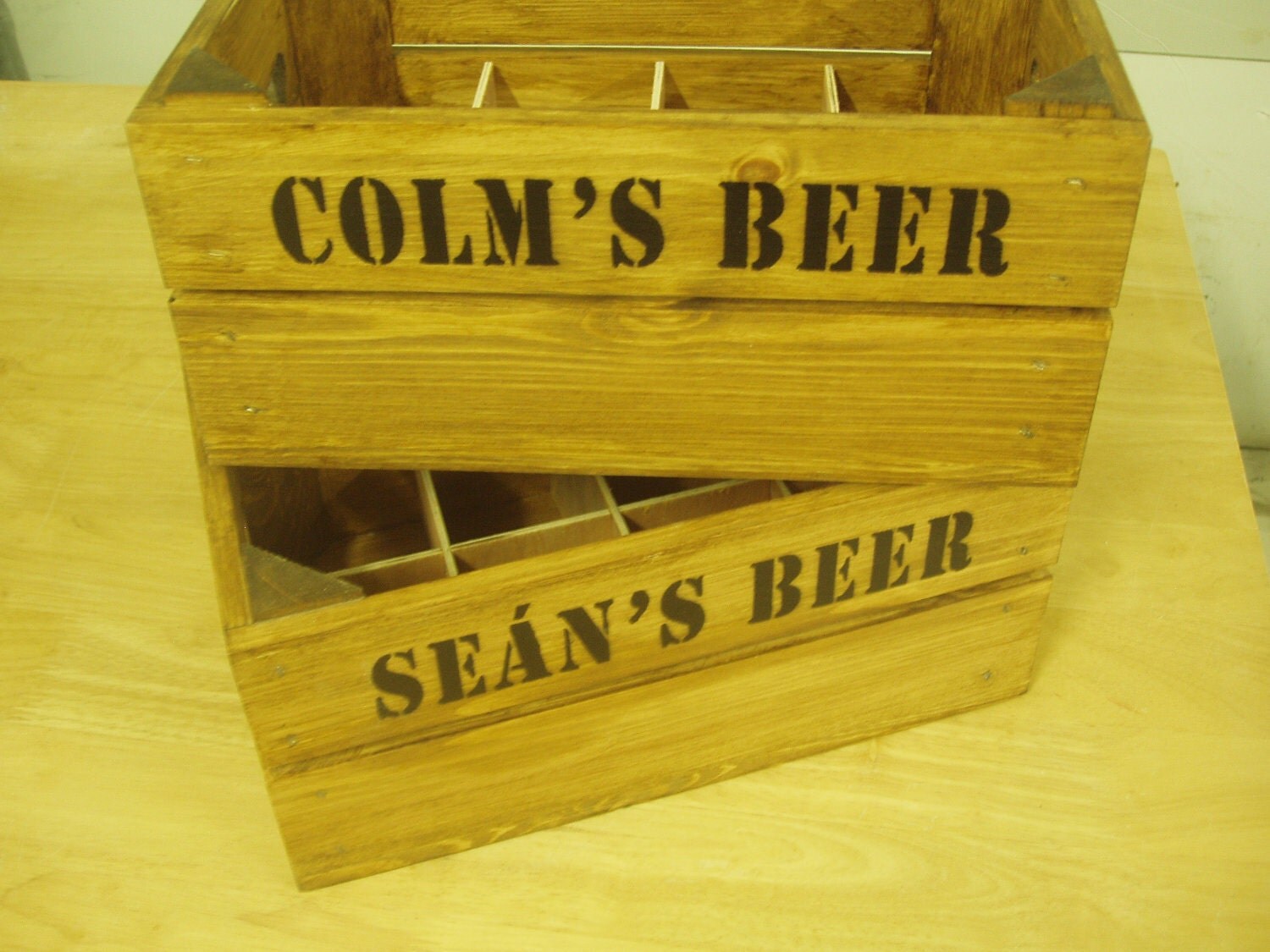 Wooden handmade personalised beer crate
