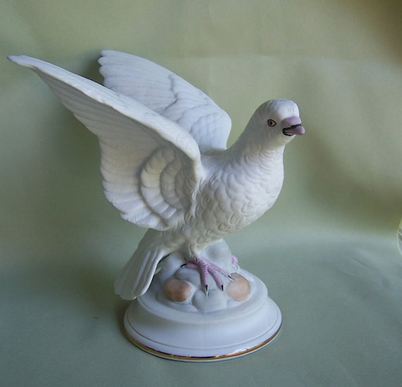 Large WHITE DOVE Porcelain Figurine Porcelana de Cuernavaca