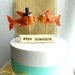 Orange Kissing Fish Folk Art wedding cake topper