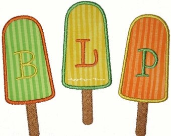 Instant Download Popsicle Trio Machine Embroidery Applique Design 4x4, 5x7 and 6x10