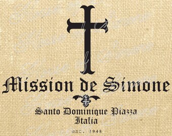 Mission Cross Religious Saint Vintage Download Graphic Image Art Transfer burlap tote tea towels Pillow Italian Gift Tag Digital Sheet 1029