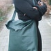 Green leather unisex tote, shoulder and cross over bag