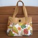 Fabric Handbag / Spring Fashion Purse Reversible Off white with Gold flower print / Ready to ship
