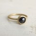 Rose cut diamond ring. Black night. 18K gold. Engagement.