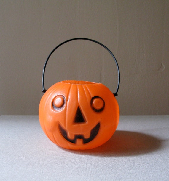 Vintage Halloween Blow Mold Pumpkin Bucket
