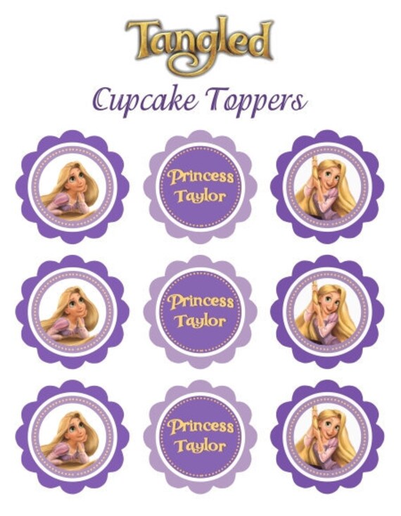 Items similar to Tangled Rapunzel Cupcake Toppers - Custom Printable on ...