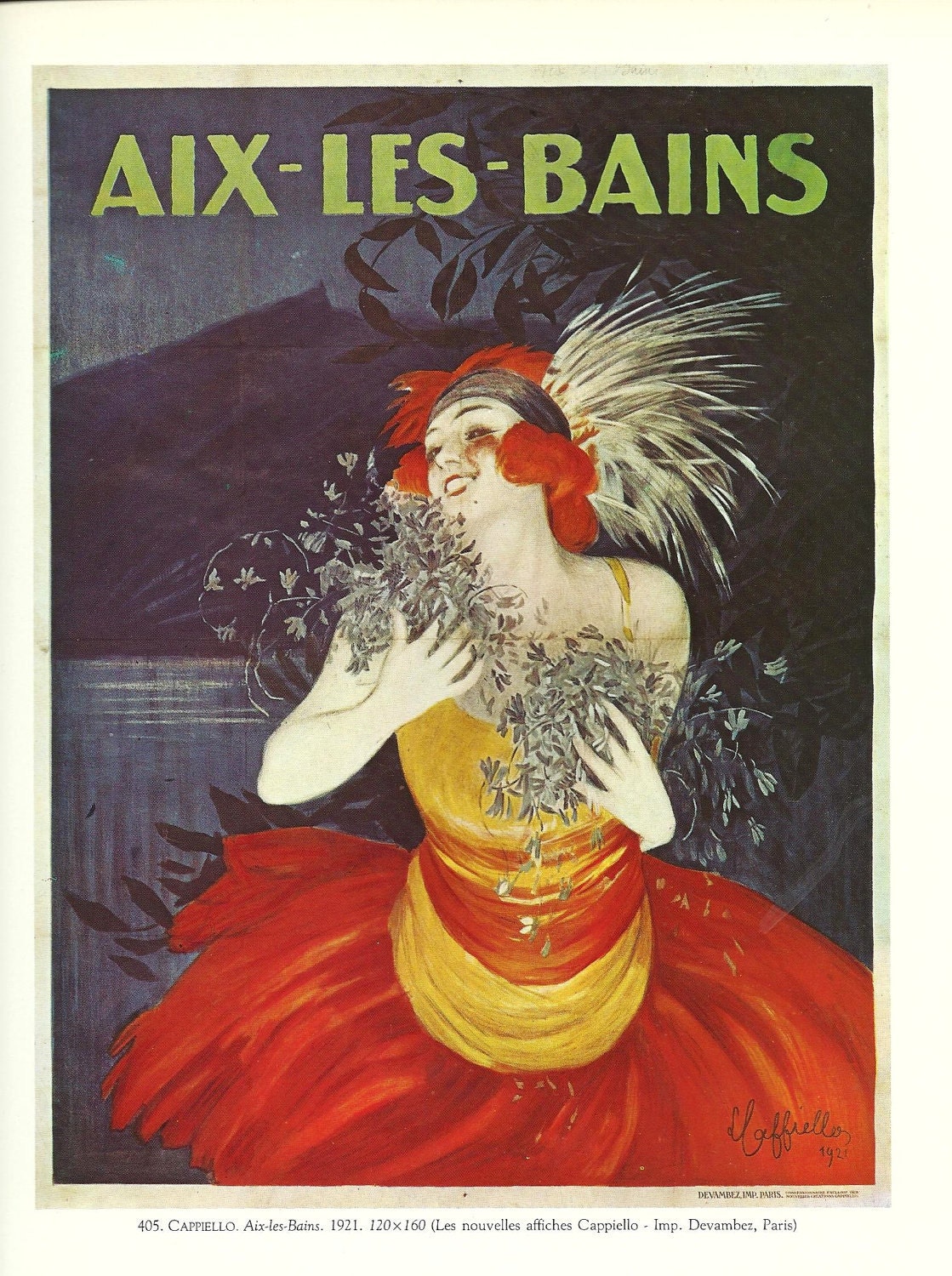 Antique French  HOLIDAYS Aix les bains advertising  poster 