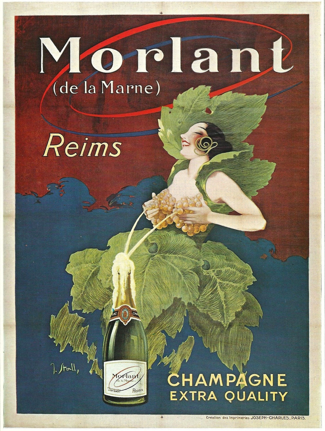 Antique French WINE Advertisement Poster Sexy Girl S