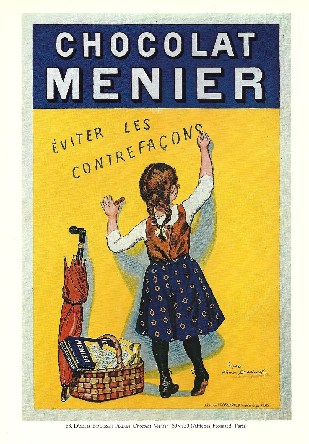 Chocolat Menier Vintage French Food Advertisement Poster 