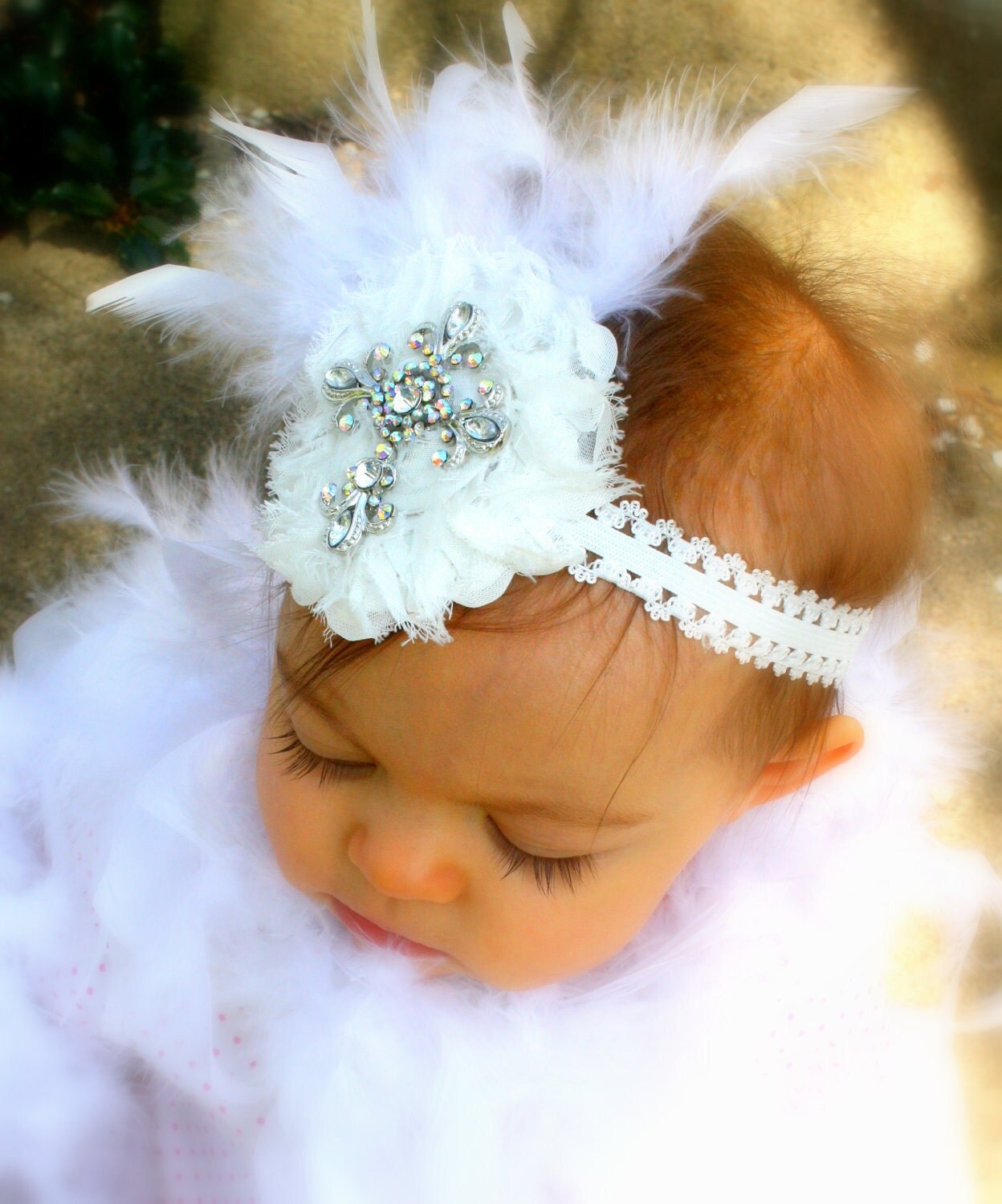 Baby Headband Baptism Headband Christening Headband