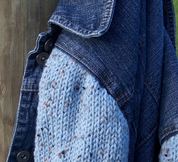 Women's Denim Jacket Sweater Sleeves Plus Size Light Blue