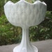 Milk Glass Pedestal Compote Quilted Diamond Design