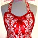 Apron Holiday Red & White Damask, Glamour Girl Gorgeous, Hostess Pretty Party Unique Gift