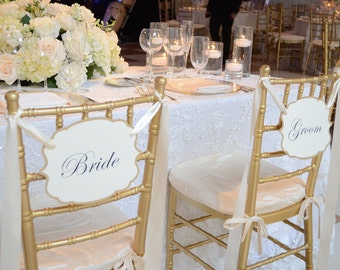Bride and Groom Wedding Chair Signs, Wedding signs, Chair signs