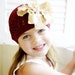 Garnet and Gold - Beanie and Bow - Available for infants, toddlers & young girls