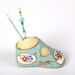 Pincushion, Baby Shoe, Sea Foam Green, Flowers, Gold, Silk, Pearls, Sweet, Pin Cushion, Memorable Gift
