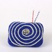 Pincushion, Silver Flower, Spiral, Blue & Ivory, Wool, Knit, Needle Felt, Pin Cushion, (210)