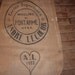 antique French jute bag hessian burlap sack for flour w heart stamp, vintage linens France, rustic fabric for sewing , upholstery, patchwork