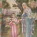 Antique religious oil painting on linen canvas, holy virgin Mary, French 1900s, Big signed Holy mother Marie madonna, religious European art