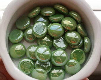 Green Opal Collection of Gems, Nuggets, Flat Backed Mosaic Tiles/Glass/Cabochons 30 ct.