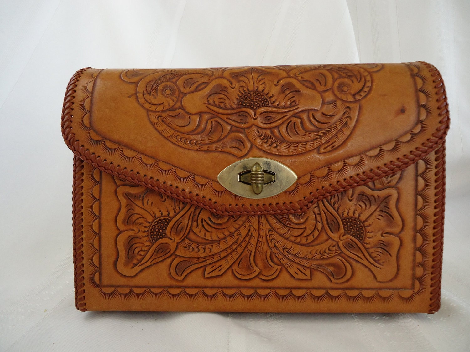 Hand tooled leather purse