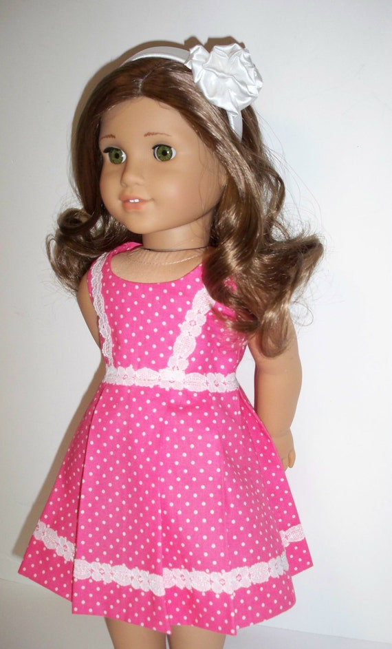 Items similar to Pink Summer Dress with Satin Hair Band - American Girl ...