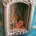 SALE...Maria shrine box shelf altar pedestal art assemblage
