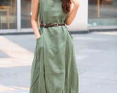 Maxi Dress Unique Sundress in Amy Green Summer Long Dress  - NC307