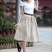 ON SALE 63% OFF Cream-colored Drawing Belt Pocket Casual Linen Skirt - NC110