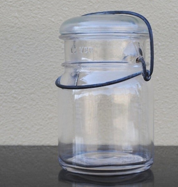 Hazel Atlas Glass Storage Jar One Pint Bail by vintageeclecticity
