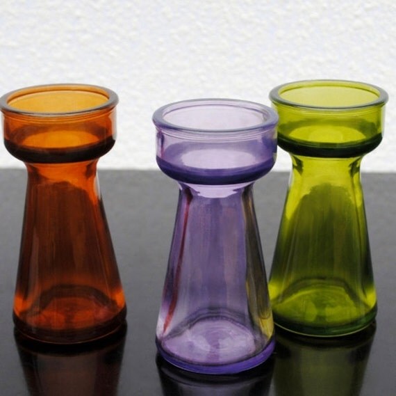 Mid Century Art Glass Colored Vases Hyacinth Bulb Forcing