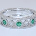 14K White Gold Diamond and Emerald Anniversary Wedding Ring