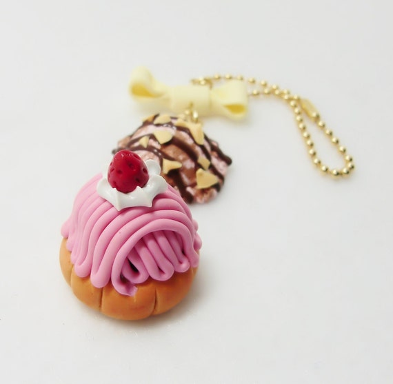 Miniature polymer clay sweet treats keychain