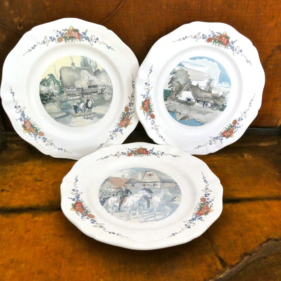 Vintage Plates France Sarreguemines Obernai by oldamsterdam