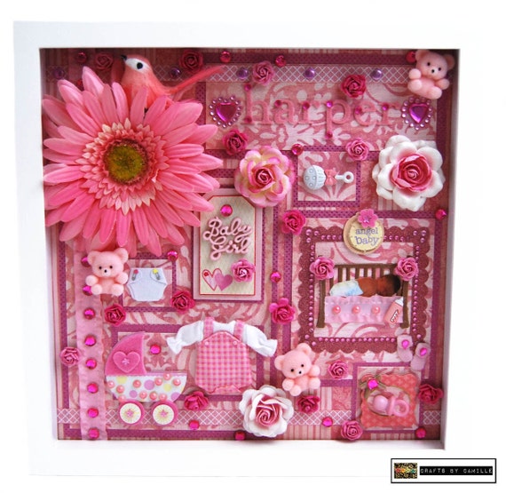 Items similar to Shadowbox Baby Girl FramedCustom Made Gifts on Etsy