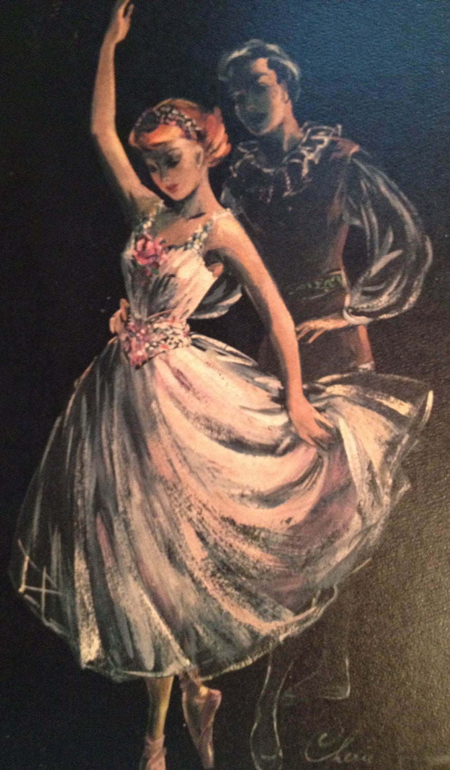 Set of Ballerina Pictures by Cherie. Vintage Framed Wall Art.