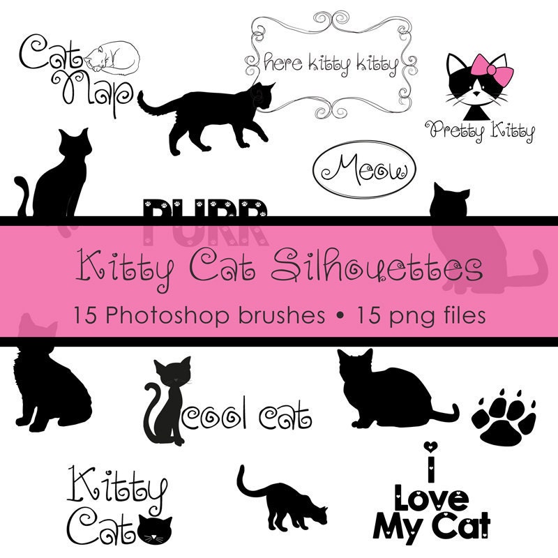 Kitty Cat  Silhouettes Photoshop  Brush  Set by VanDenBergeDesign