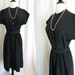 Vintage 1950s Black Shirt Dress, Day Dress - Size Large
