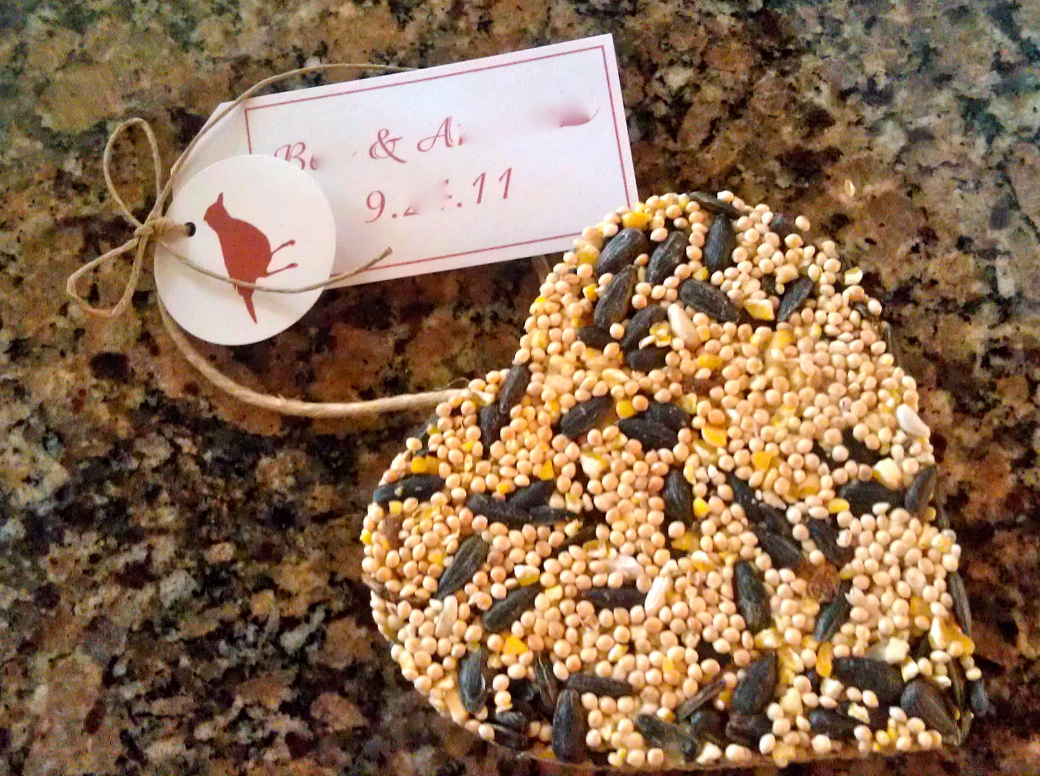Bird Seed Heart Shaped Ornament Favor