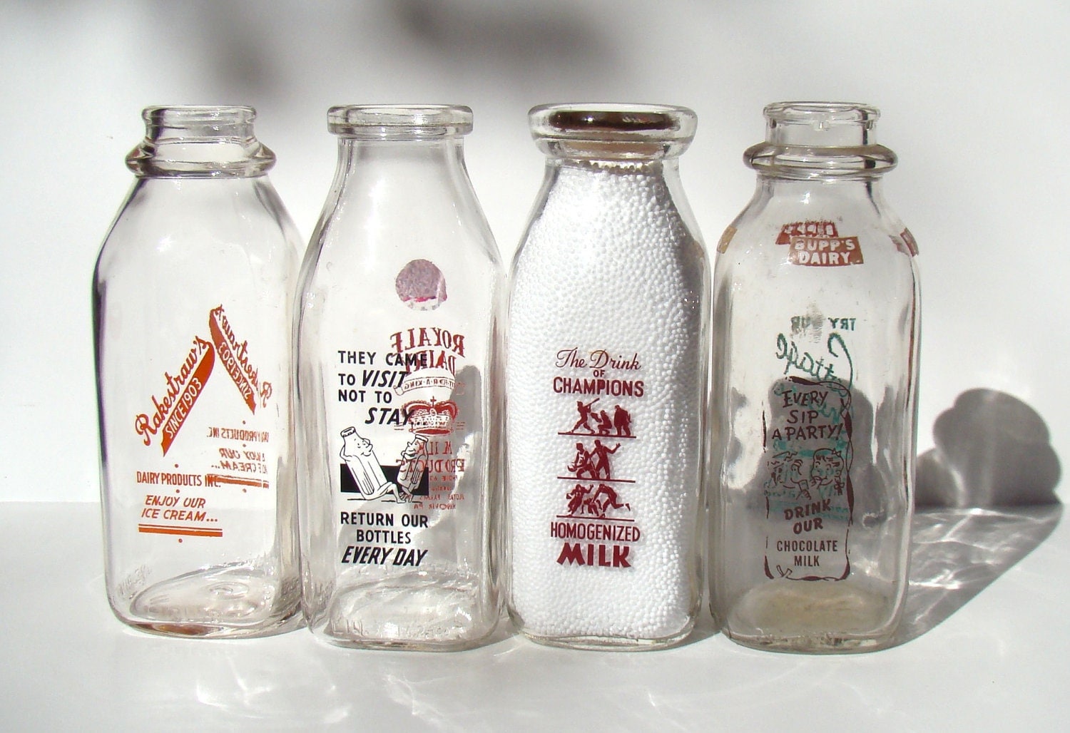 Vintage Glass Bottles Small Milk Bottles