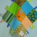 Baby Boy Ribbon Blanket Tag Lovey "RIBbee" Boutique Patchwork Sensory Taggie Toy - Soft Minky Fleece Backing